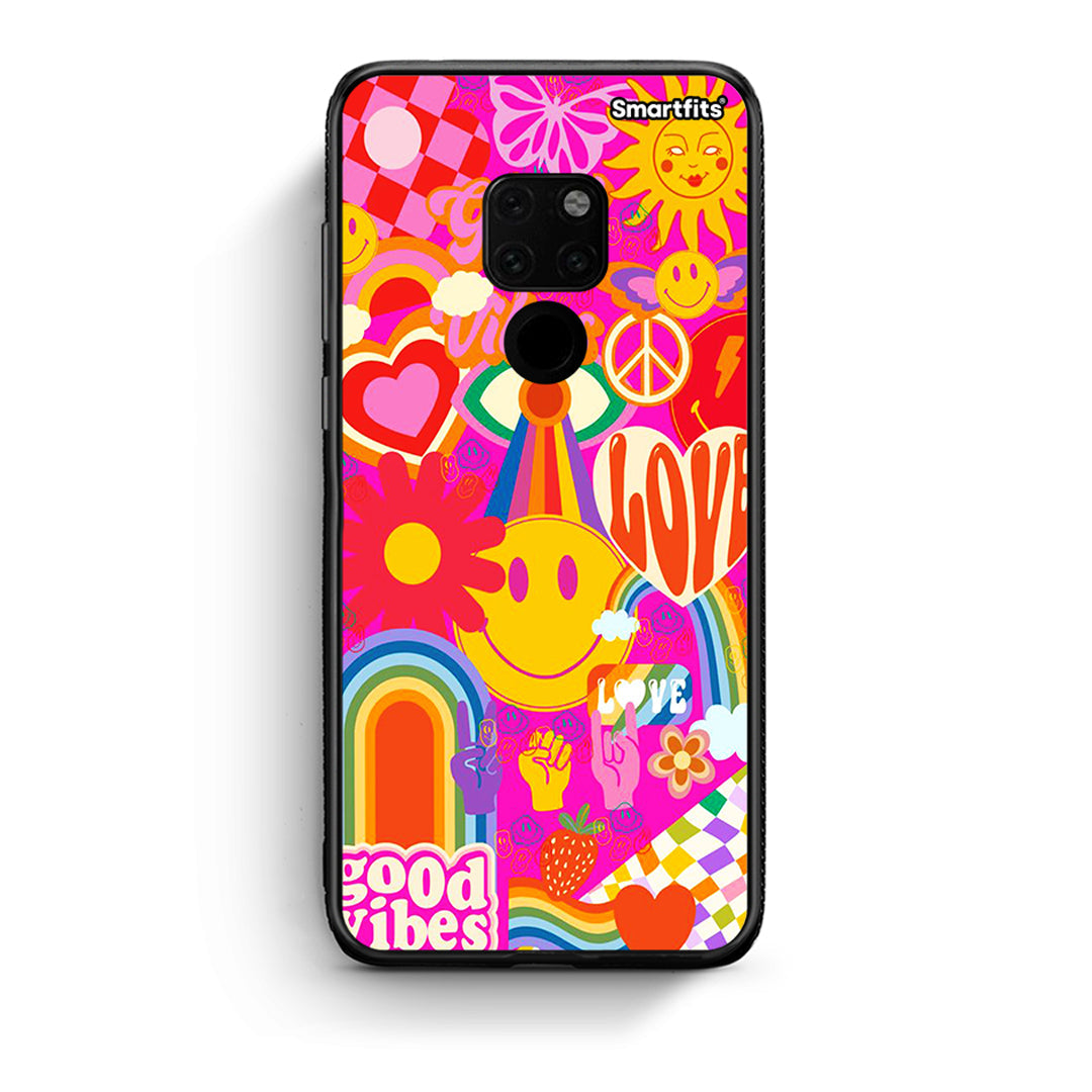 Huawei Mate 20 Hippie Love θήκη από τη Smartfits με σχέδιο στο πίσω μέρος και μαύρο περίβλημα | Smartphone case with colorful back and black bezels by Smartfits