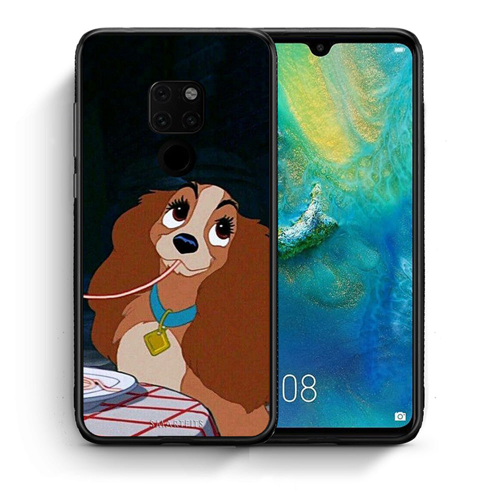 Θήκη Αγίου Βαλεντίνου Huawei Mate 20 Lady And Tramp 2 από τη Smartfits με σχέδιο στο πίσω μέρος και μαύρο περίβλημα | Huawei Mate 20 Lady And Tramp 2 case with colorful back and black bezels