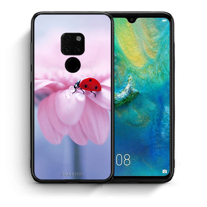 Θήκη Huawei Mate 20 Ladybug Flower από τη Smartfits με σχέδιο στο πίσω μέρος και μαύρο περίβλημα | Huawei Mate 20 Ladybug Flower case with colorful back and black bezels