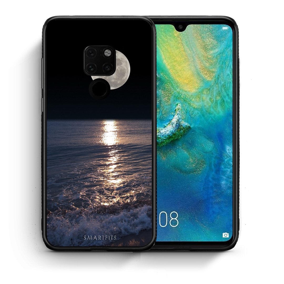 Θήκη Huawei Mate 20 Moon Landscape από τη Smartfits με σχέδιο στο πίσω μέρος και μαύρο περίβλημα | Huawei Mate 20 Moon Landscape case with colorful back and black bezels