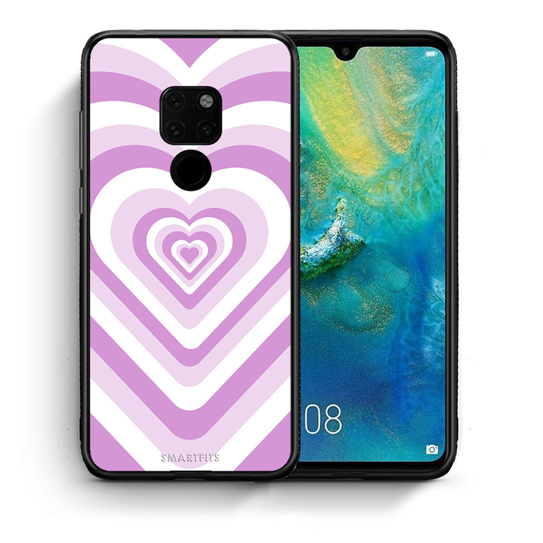 Θήκη Huawei Mate 20 Lilac Hearts από τη Smartfits με σχέδιο στο πίσω μέρος και μαύρο περίβλημα | Huawei Mate 20 Lilac Hearts case with colorful back and black bezels