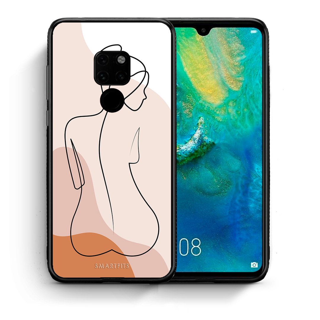 Θήκη Huawei Mate 20 LineArt Woman από τη Smartfits με σχέδιο στο πίσω μέρος και μαύρο περίβλημα | Huawei Mate 20 LineArt Woman case with colorful back and black bezels