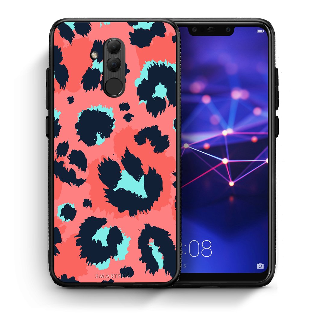 Θήκη Huawei Mate 20 Lite Pink Leopard Animal από τη Smartfits με σχέδιο στο πίσω μέρος και μαύρο περίβλημα | Huawei Mate 20 Lite Pink Leopard Animal case with colorful back and black bezels
