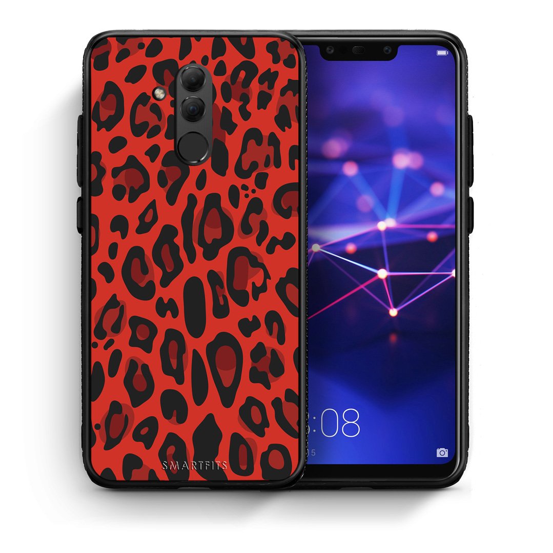 Θήκη Huawei Mate 20 Lite Red Leopard Animal από τη Smartfits με σχέδιο στο πίσω μέρος και μαύρο περίβλημα | Huawei Mate 20 Lite Red Leopard Animal case with colorful back and black bezels
