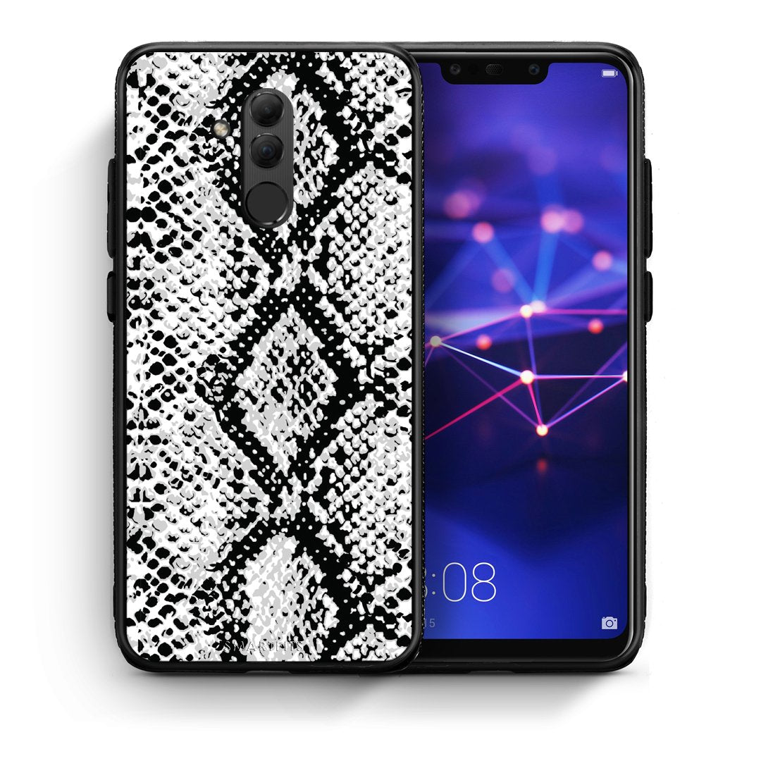 Θήκη Huawei Mate 20 Lite White Snake Animal από τη Smartfits με σχέδιο στο πίσω μέρος και μαύρο περίβλημα | Huawei Mate 20 Lite White Snake Animal case with colorful back and black bezels