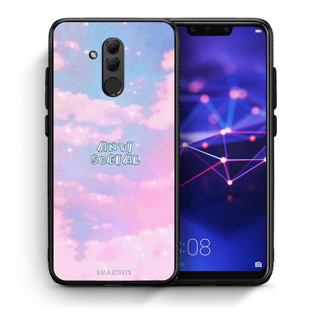 Θήκη Αγίου Βαλεντίνου Huawei Mate 20 Lite Anti Social από τη Smartfits με σχέδιο στο πίσω μέρος και μαύρο περίβλημα | Huawei Mate 20 Lite Anti Social case with colorful back and black bezels