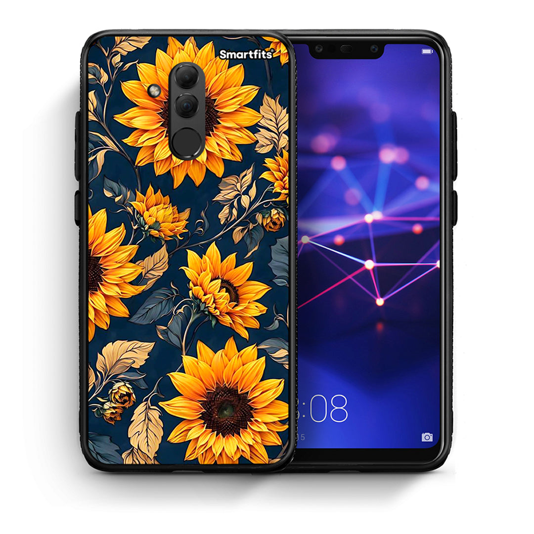 Θήκη Huawei Mate 20 Lite Autumn Sunflowers από τη Smartfits με σχέδιο στο πίσω μέρος και μαύρο περίβλημα | Huawei Mate 20 Lite Autumn Sunflowers case with colorful back and black bezels