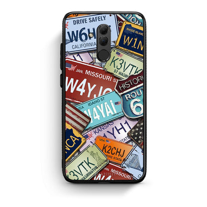 Huawei Mate 20 Lite Car Plates θήκη από τη Smartfits με σχέδιο στο πίσω μέρος και μαύρο περίβλημα | Smartphone case with colorful back and black bezels by Smartfits