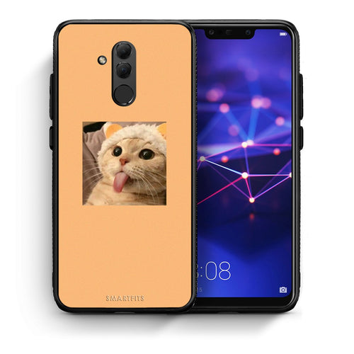 Θήκη Huawei Mate 20 Lite Cat Tongue από τη Smartfits με σχέδιο στο πίσω μέρος και μαύρο περίβλημα | Huawei Mate 20 Lite Cat Tongue case with colorful back and black bezels