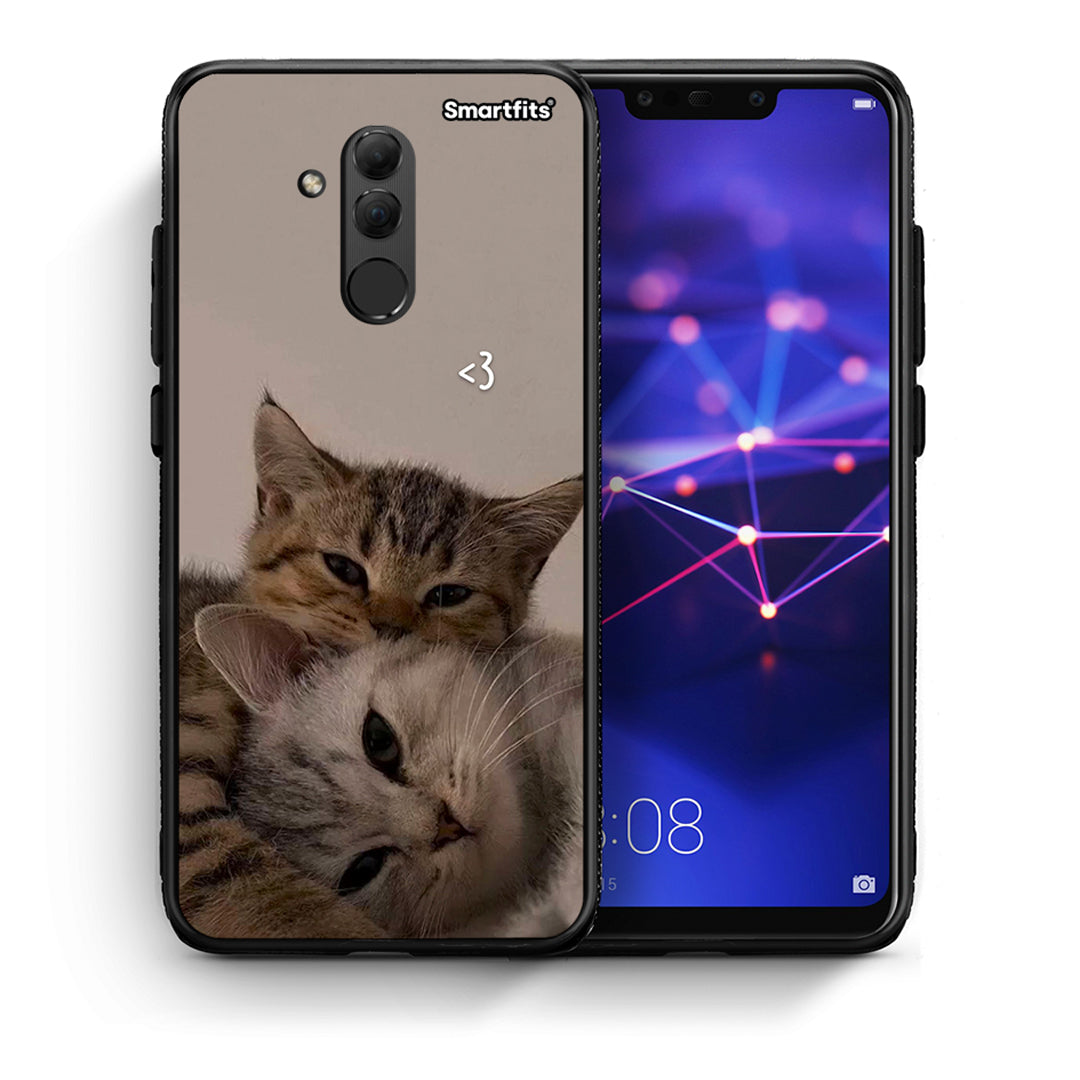 Θήκη Huawei Mate 20 Lite Cats In Love από τη Smartfits με σχέδιο στο πίσω μέρος και μαύρο περίβλημα | Huawei Mate 20 Lite Cats In Love case with colorful back and black bezels