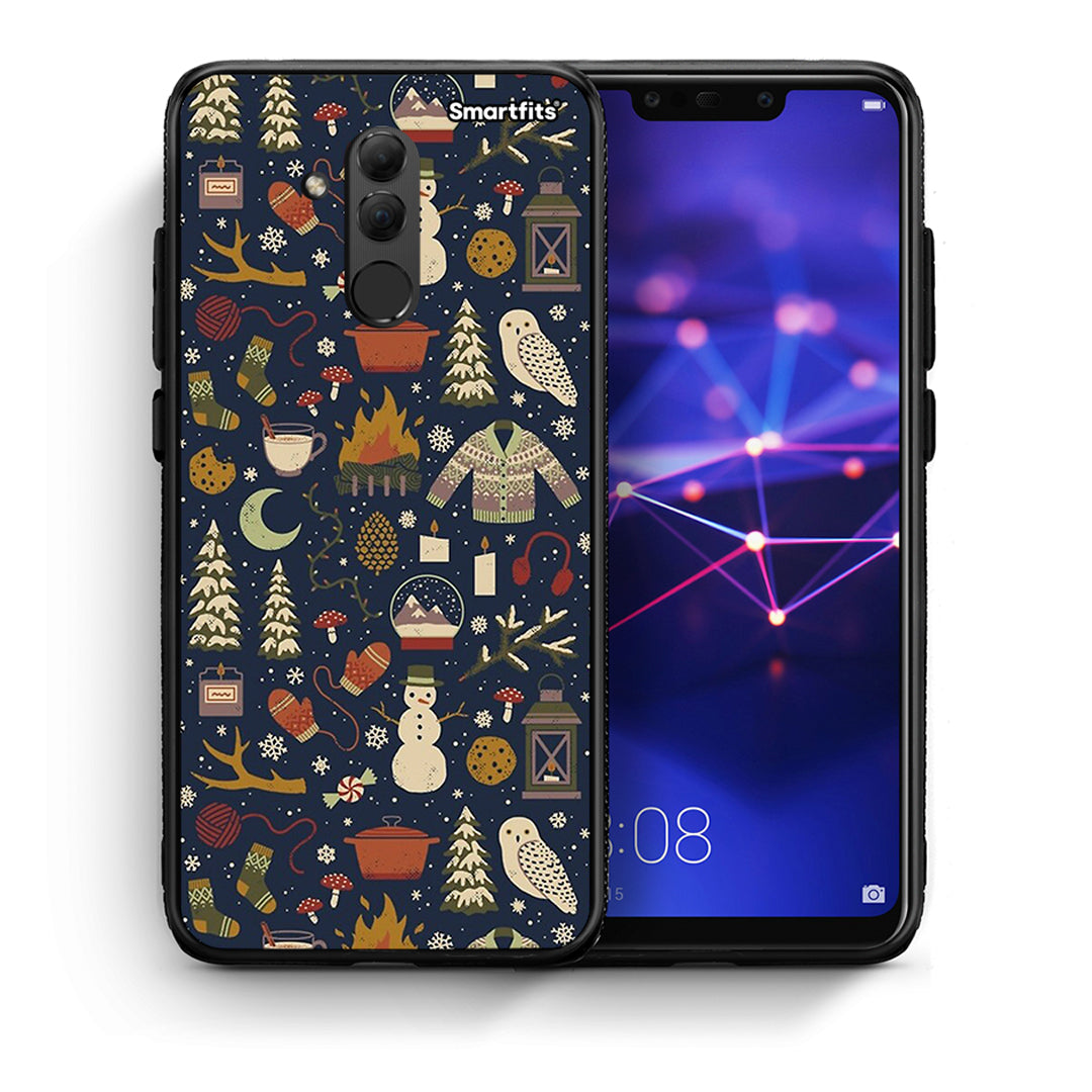 Θήκη Huawei Mate 20 Lite Christmas Elements από τη Smartfits με σχέδιο στο πίσω μέρος και μαύρο περίβλημα | Huawei Mate 20 Lite Christmas Elements case with colorful back and black bezels