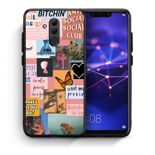 Θήκη Αγίου Βαλεντίνου Huawei Mate 20 Lite Collage Bitchin από τη Smartfits με σχέδιο στο πίσω μέρος και μαύρο περίβλημα | Huawei Mate 20 Lite Collage Bitchin case with colorful back and black bezels
