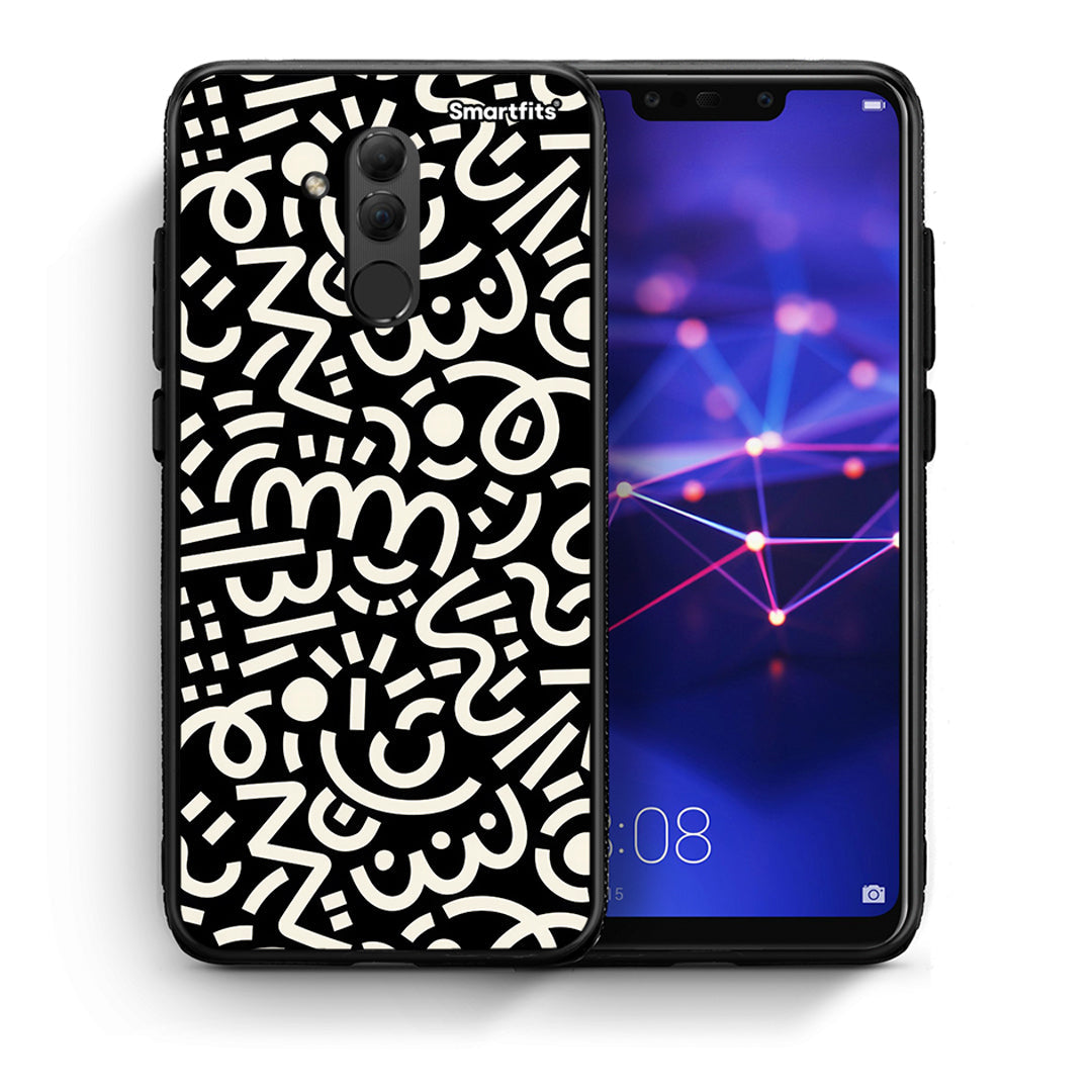 Θήκη Huawei Mate 20 Lite Doodle Art από τη Smartfits με σχέδιο στο πίσω μέρος και μαύρο περίβλημα | Huawei Mate 20 Lite Doodle Art case with colorful back and black bezels