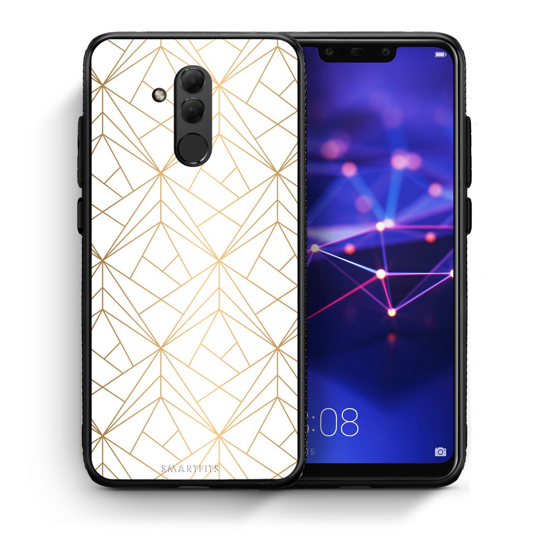 Θήκη Huawei Mate 20 Lite Luxury White Geometric από τη Smartfits με σχέδιο στο πίσω μέρος και μαύρο περίβλημα | Huawei Mate 20 Lite Luxury White Geometric case with colorful back and black bezels