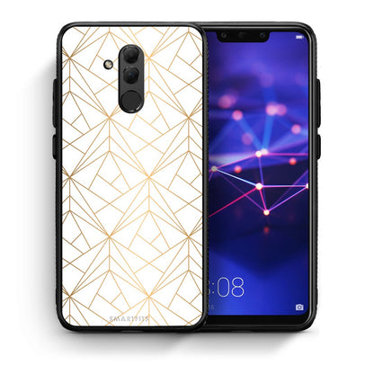 Θήκη Huawei Mate 20 Lite Luxury White Geometric από τη Smartfits με σχέδιο στο πίσω μέρος και μαύρο περίβλημα | Huawei Mate 20 Lite Luxury White Geometric case with colorful back and black bezels