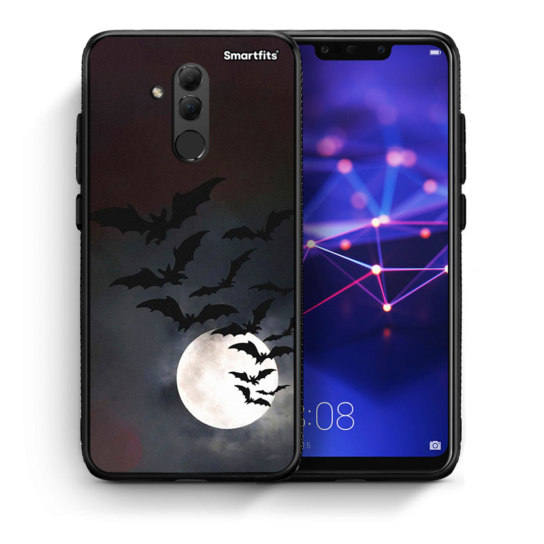 Θήκη Huawei Mate 20 Lite Halloween Bat Night από τη Smartfits με σχέδιο στο πίσω μέρος και μαύρο περίβλημα | Huawei Mate 20 Lite Halloween Bat Night case with colorful back and black bezels