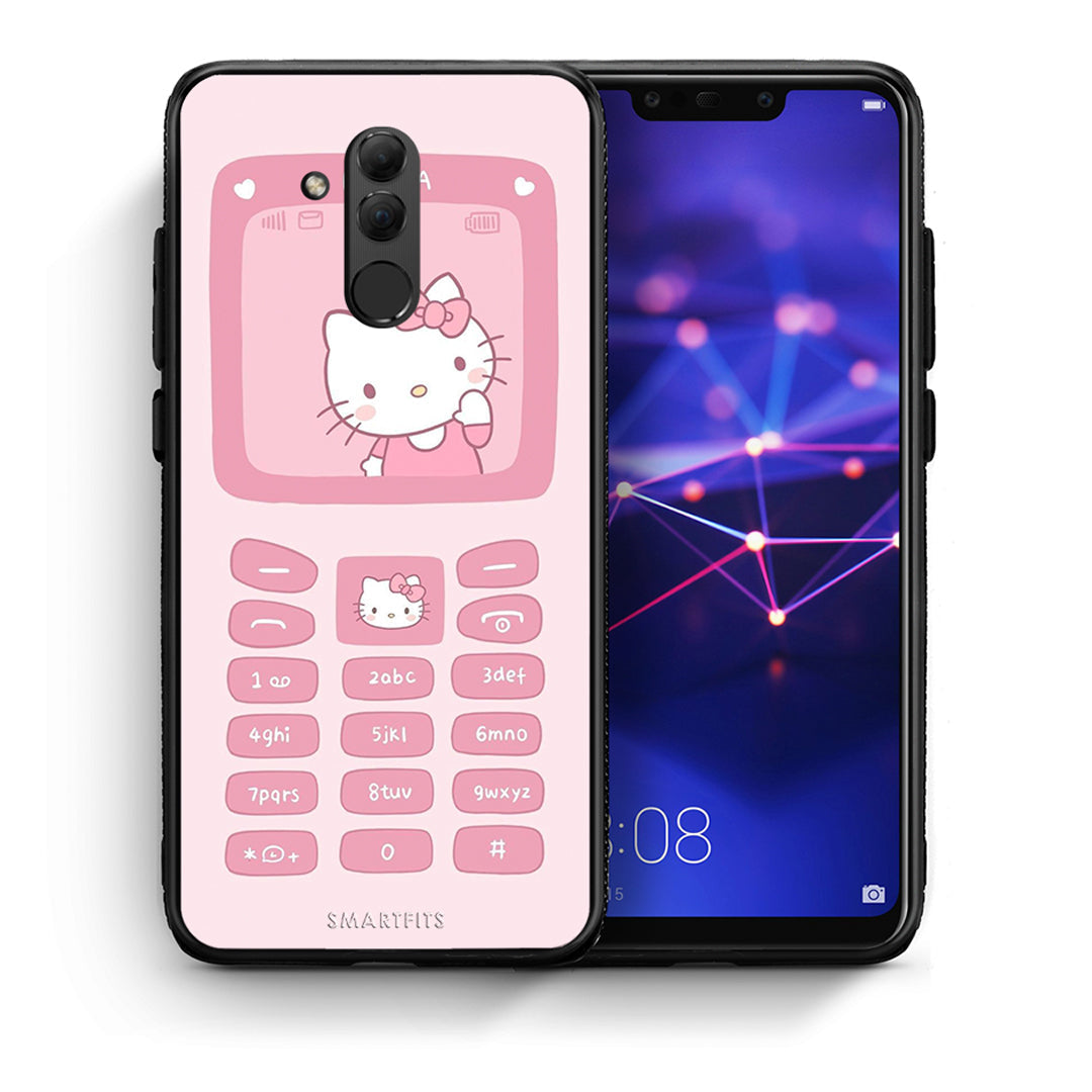 Θήκη Αγίου Βαλεντίνου Huawei Mate 20 Lite Hello Kitten από τη Smartfits με σχέδιο στο πίσω μέρος και μαύρο περίβλημα | Huawei Mate 20 Lite Hello Kitten case with colorful back and black bezels