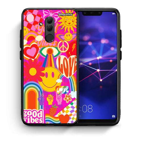 Θήκη Huawei Mate 20 Lite Hippie Love από τη Smartfits με σχέδιο στο πίσω μέρος και μαύρο περίβλημα | Huawei Mate 20 Lite Hippie Love case with colorful back and black bezels