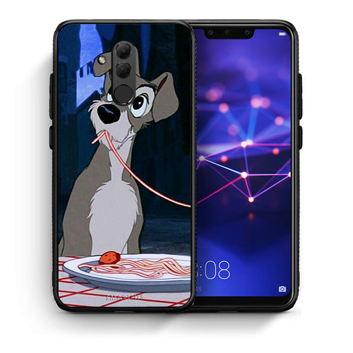 Θήκη Αγίου Βαλεντίνου Huawei Mate 20 Lite Lady And Tramp 1 από τη Smartfits με σχέδιο στο πίσω μέρος και μαύρο περίβλημα | Huawei Mate 20 Lite Lady And Tramp 1 case with colorful back and black bezels