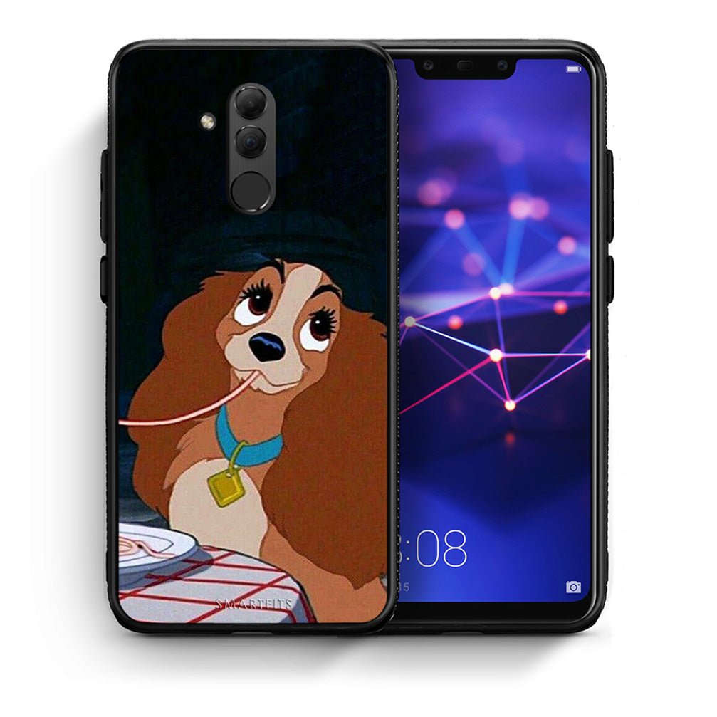 Θήκη Αγίου Βαλεντίνου Huawei Mate 20 Lite Lady And Tramp 2 από τη Smartfits με σχέδιο στο πίσω μέρος και μαύρο περίβλημα | Huawei Mate 20 Lite Lady And Tramp 2 case with colorful back and black bezels