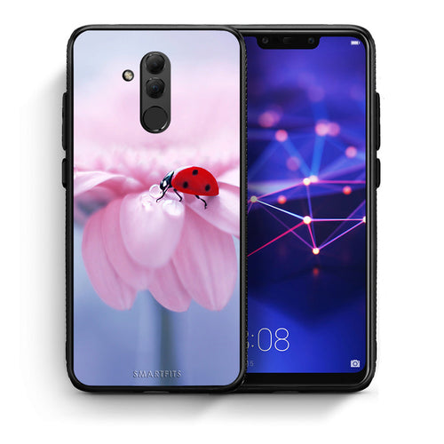 Θήκη Huawei Mate 20 Lite Ladybug Flower από τη Smartfits με σχέδιο στο πίσω μέρος και μαύρο περίβλημα | Huawei Mate 20 Lite Ladybug Flower case with colorful back and black bezels