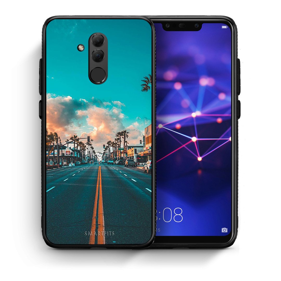 Θήκη Huawei Mate 20 Lite City Landscape από τη Smartfits με σχέδιο στο πίσω μέρος και μαύρο περίβλημα | Huawei Mate 20 Lite City Landscape case with colorful back and black bezels
