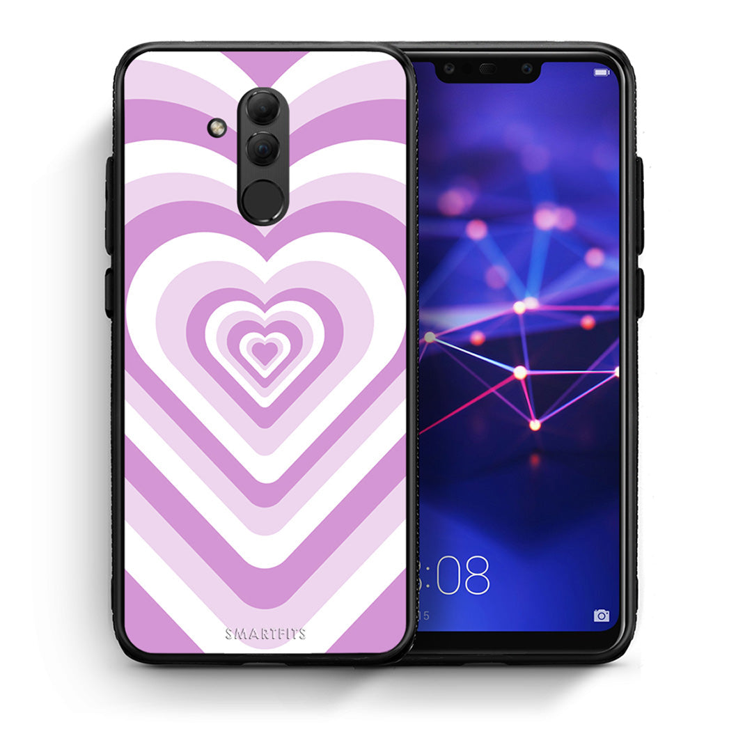 Θήκη Huawei Mate 20 Lite Lilac Hearts από τη Smartfits με σχέδιο στο πίσω μέρος και μαύρο περίβλημα | Huawei Mate 20 Lite Lilac Hearts case with colorful back and black bezels