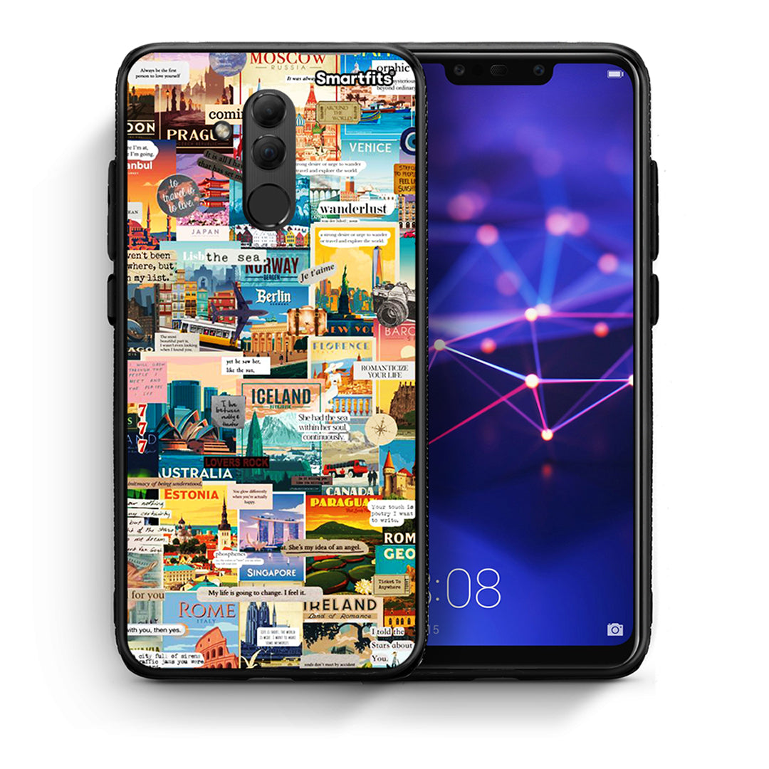 Θήκη Huawei Mate 20 Lite Live To Travel από τη Smartfits με σχέδιο στο πίσω μέρος και μαύρο περίβλημα | Huawei Mate 20 Lite Live To Travel case with colorful back and black bezels