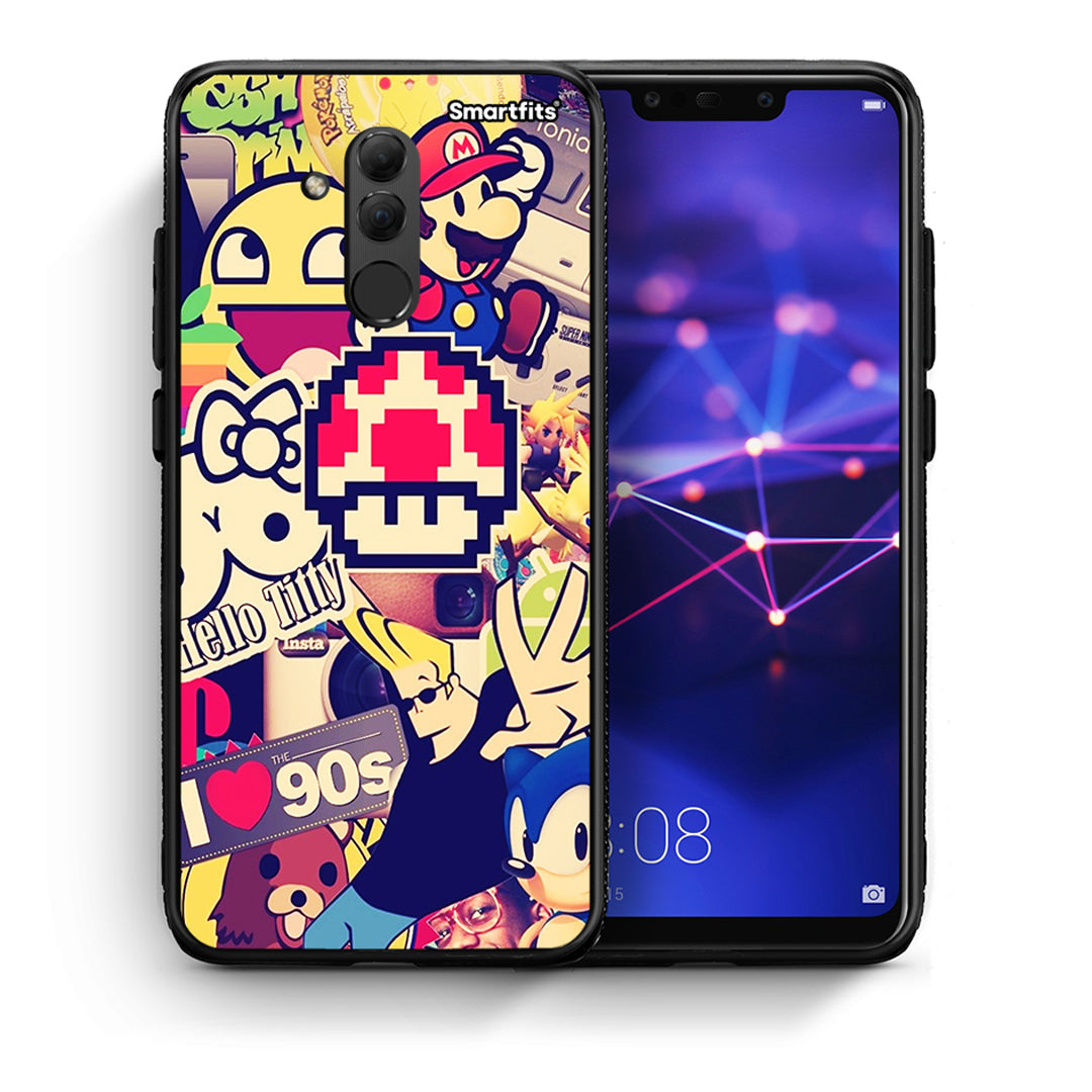 Θήκη Huawei Mate 20 Lite Love The 90s από τη Smartfits με σχέδιο στο πίσω μέρος και μαύρο περίβλημα | Huawei Mate 20 Lite Love The 90s case with colorful back and black bezels