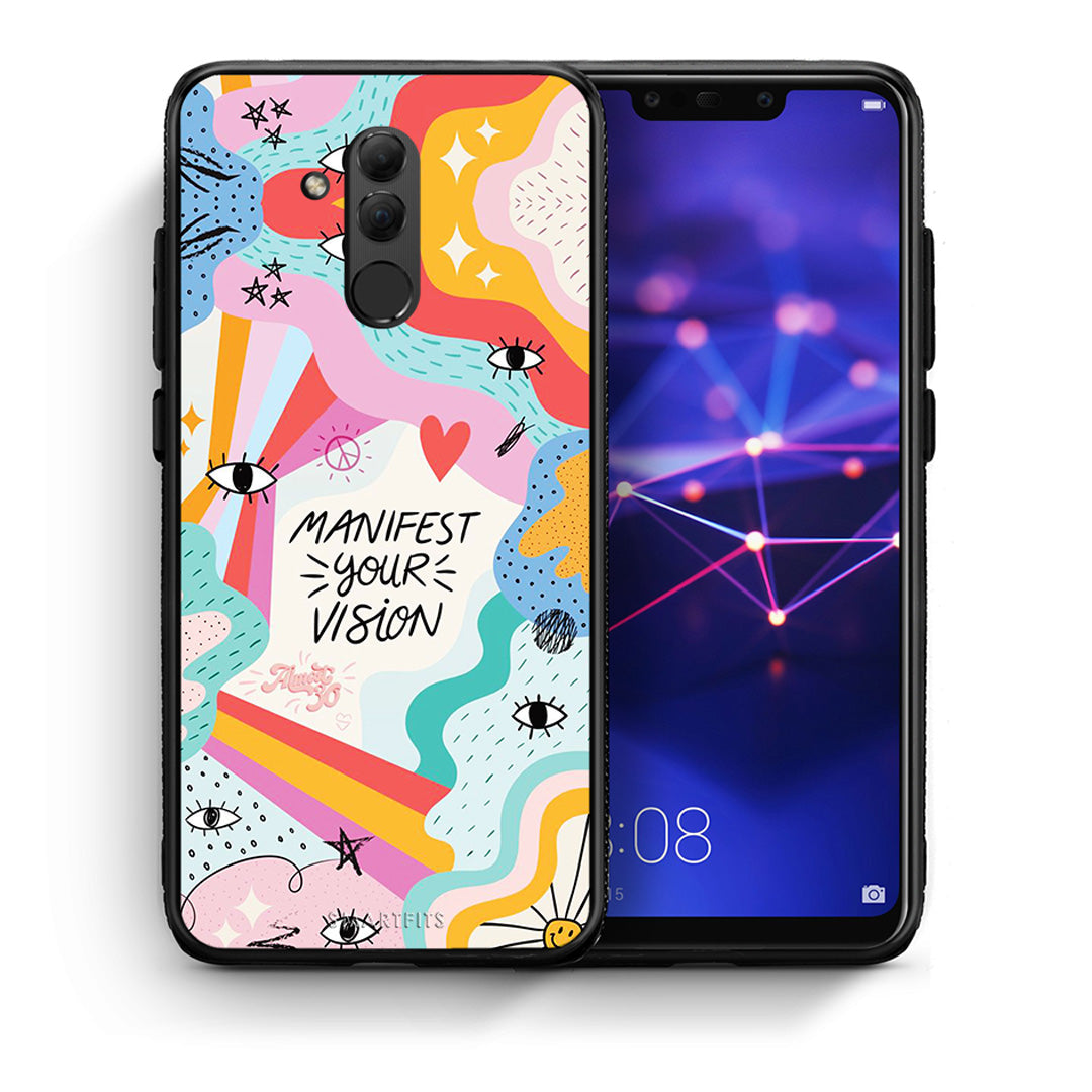 Θήκη Huawei Mate 20 Lite Manifest Your Vision από τη Smartfits με σχέδιο στο πίσω μέρος και μαύρο περίβλημα | Huawei Mate 20 Lite Manifest Your Vision case with colorful back and black bezels