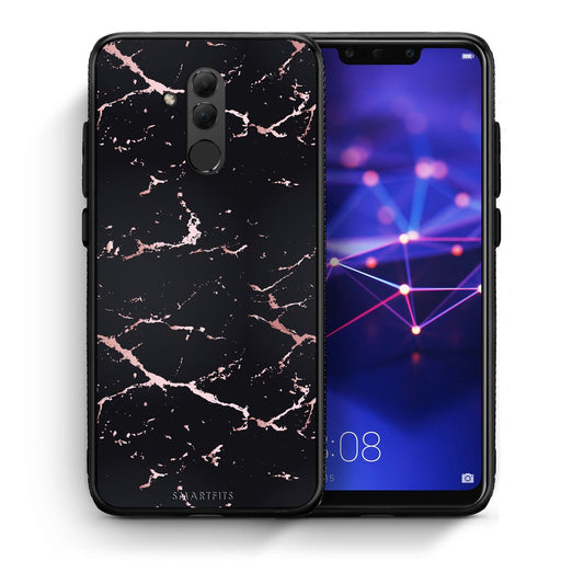 Θήκη Huawei Mate 20 Lite Black Rosegold Marble από τη Smartfits με σχέδιο στο πίσω μέρος και μαύρο περίβλημα | Huawei Mate 20 Lite Black Rosegold Marble case with colorful back and black bezels