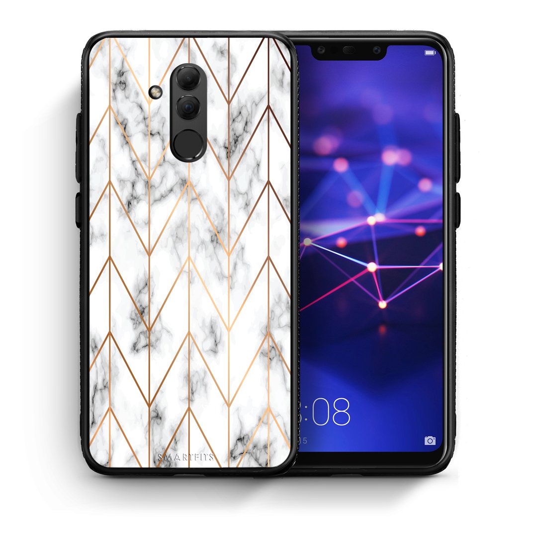 Θήκη Huawei Mate 20 Lite Gold Geometric Marble από τη Smartfits με σχέδιο στο πίσω μέρος και μαύρο περίβλημα | Huawei Mate 20 Lite Gold Geometric Marble case with colorful back and black bezels