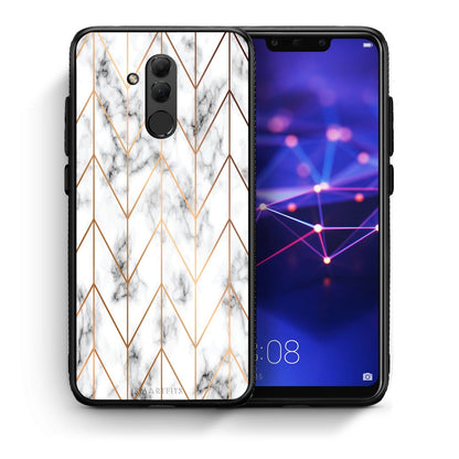 Θήκη Huawei Mate 20 Lite Gold Geometric Marble από τη Smartfits με σχέδιο στο πίσω μέρος και μαύρο περίβλημα | Huawei Mate 20 Lite Gold Geometric Marble case with colorful back and black bezels