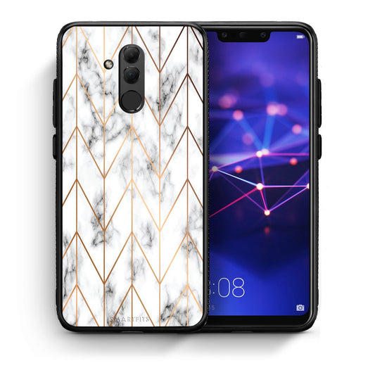 Θήκη Huawei Mate 20 Lite Gold Geometric Marble από τη Smartfits με σχέδιο στο πίσω μέρος και μαύρο περίβλημα | Huawei Mate 20 Lite Gold Geometric Marble case with colorful back and black bezels