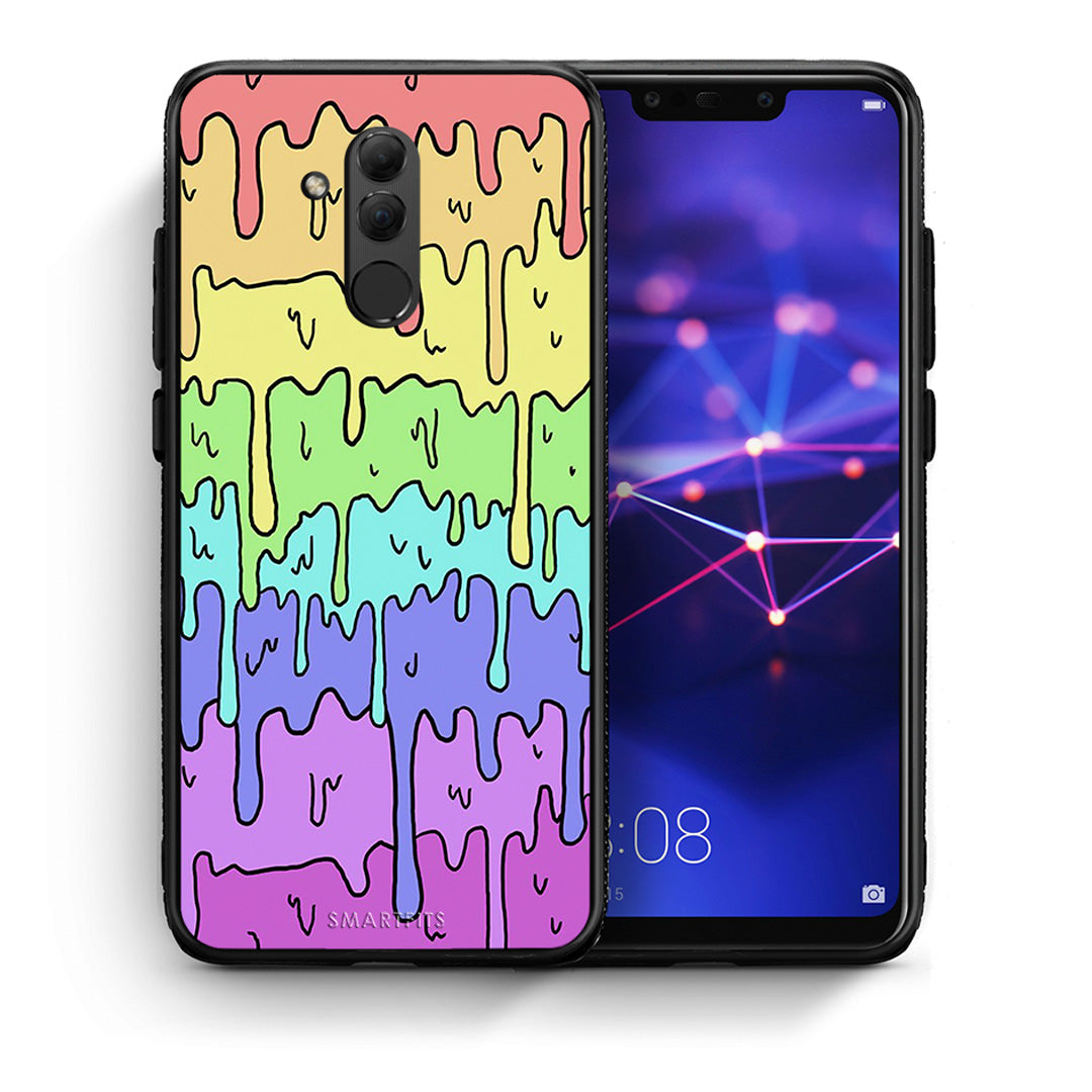 Θήκη Huawei Mate 20 Lite Melting Rainbow από τη Smartfits με σχέδιο στο πίσω μέρος και μαύρο περίβλημα | Huawei Mate 20 Lite Melting Rainbow case with colorful back and black bezels