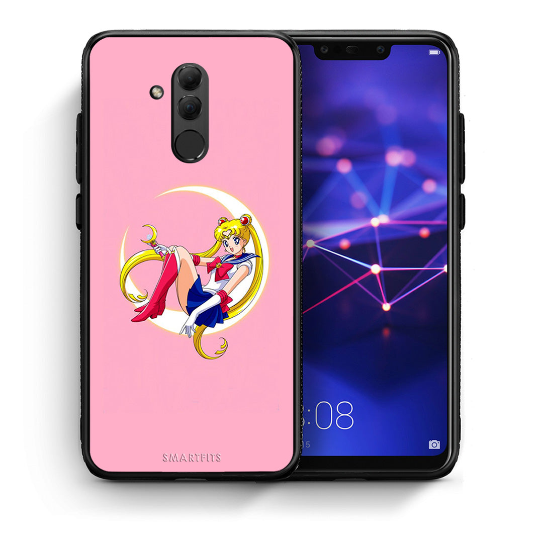 Θήκη Huawei Mate 20 Lite Moon Girl από τη Smartfits με σχέδιο στο πίσω μέρος και μαύρο περίβλημα | Huawei Mate 20 Lite Moon Girl case with colorful back and black bezels