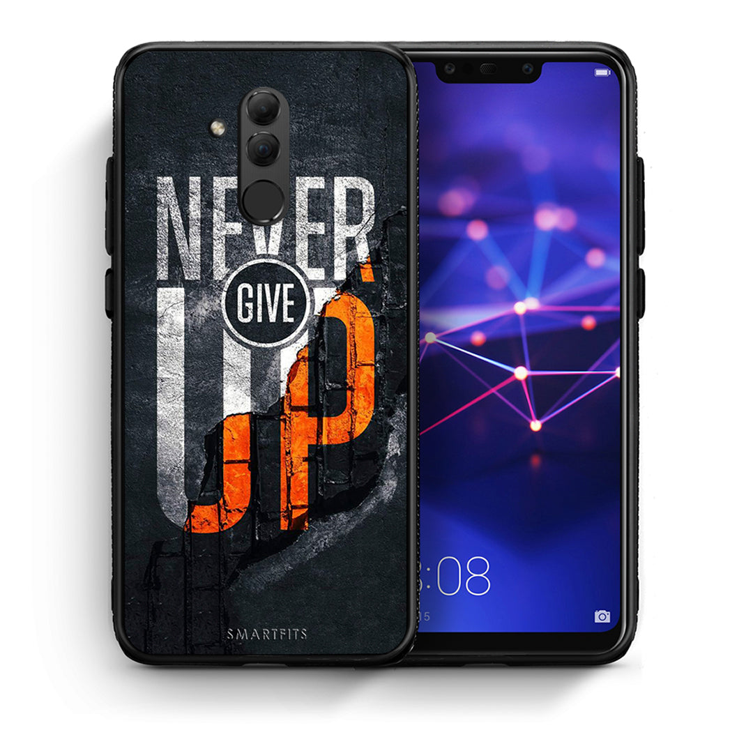 Θήκη Αγίου Βαλεντίνου Huawei Mate 20 Lite Never Give Up από τη Smartfits με σχέδιο στο πίσω μέρος και μαύρο περίβλημα | Huawei Mate 20 Lite Never Give Up case with colorful back and black bezels