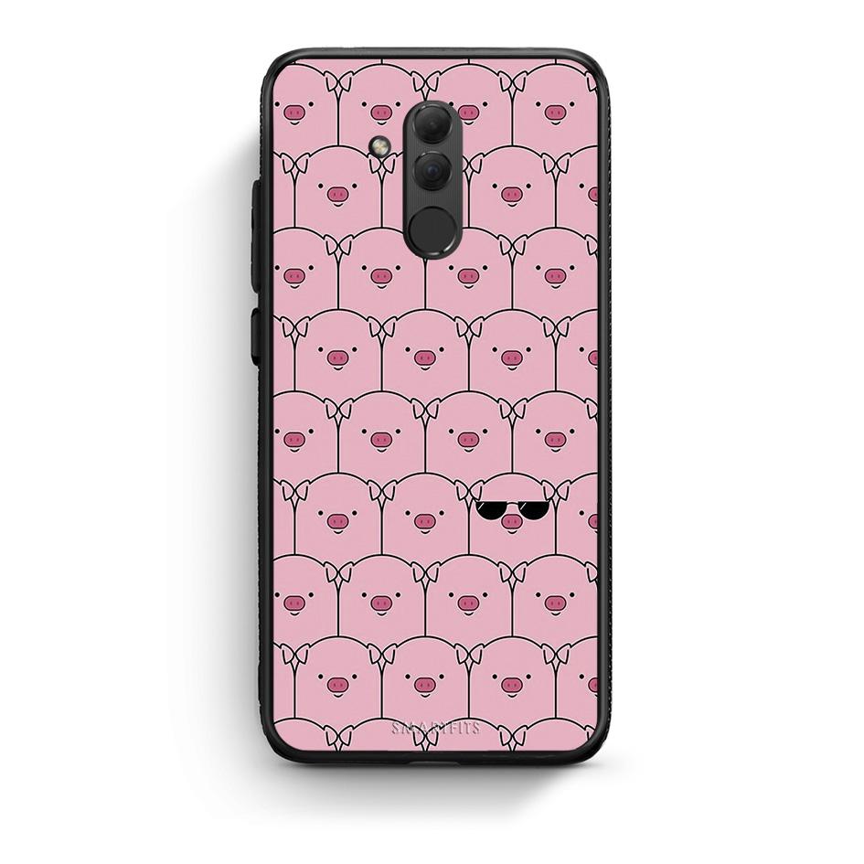 Huawei Mate 20 Lite Pig Glasses θήκη από τη Smartfits με σχέδιο στο πίσω μέρος και μαύρο περίβλημα | Smartphone case with colorful back and black bezels by Smartfits