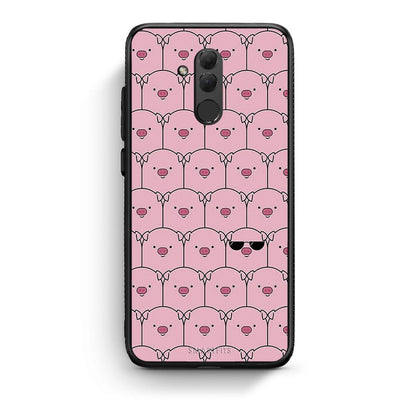 Huawei Mate 20 Lite Pig Glasses θήκη από τη Smartfits με σχέδιο στο πίσω μέρος και μαύρο περίβλημα | Smartphone case with colorful back and black bezels by Smartfits
