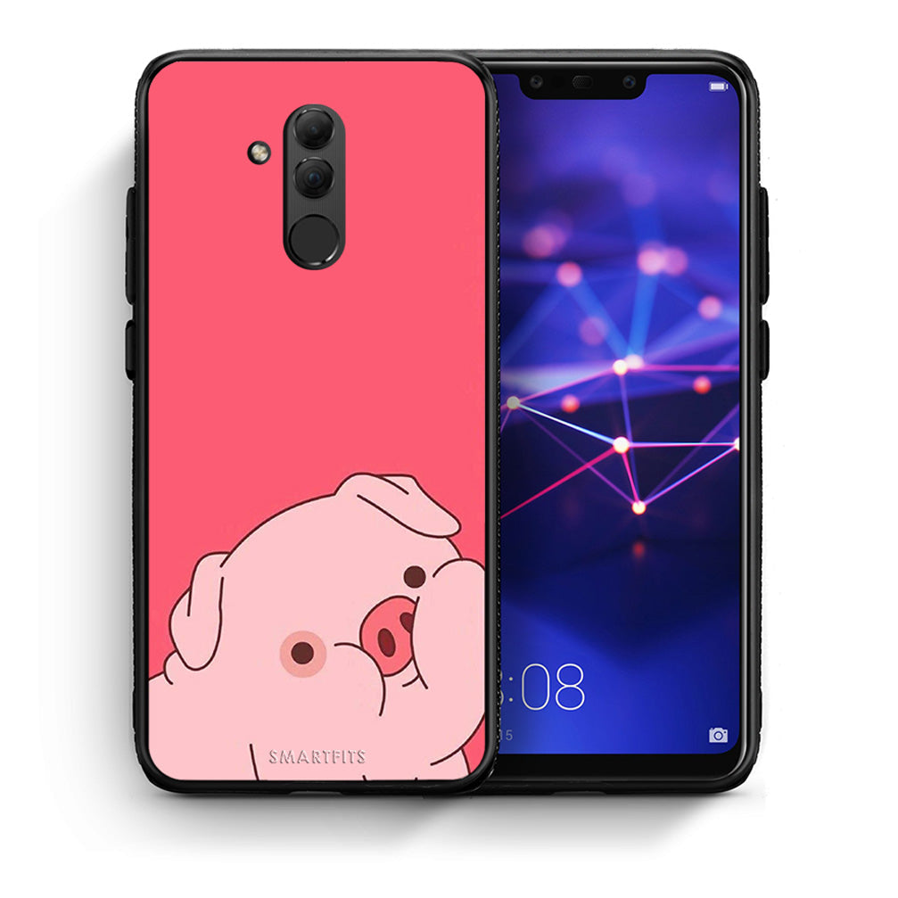 Θήκη Αγίου Βαλεντίνου Huawei Mate 20 Lite Pig Love 1 από τη Smartfits με σχέδιο στο πίσω μέρος και μαύρο περίβλημα | Huawei Mate 20 Lite Pig Love 1 case with colorful back and black bezels