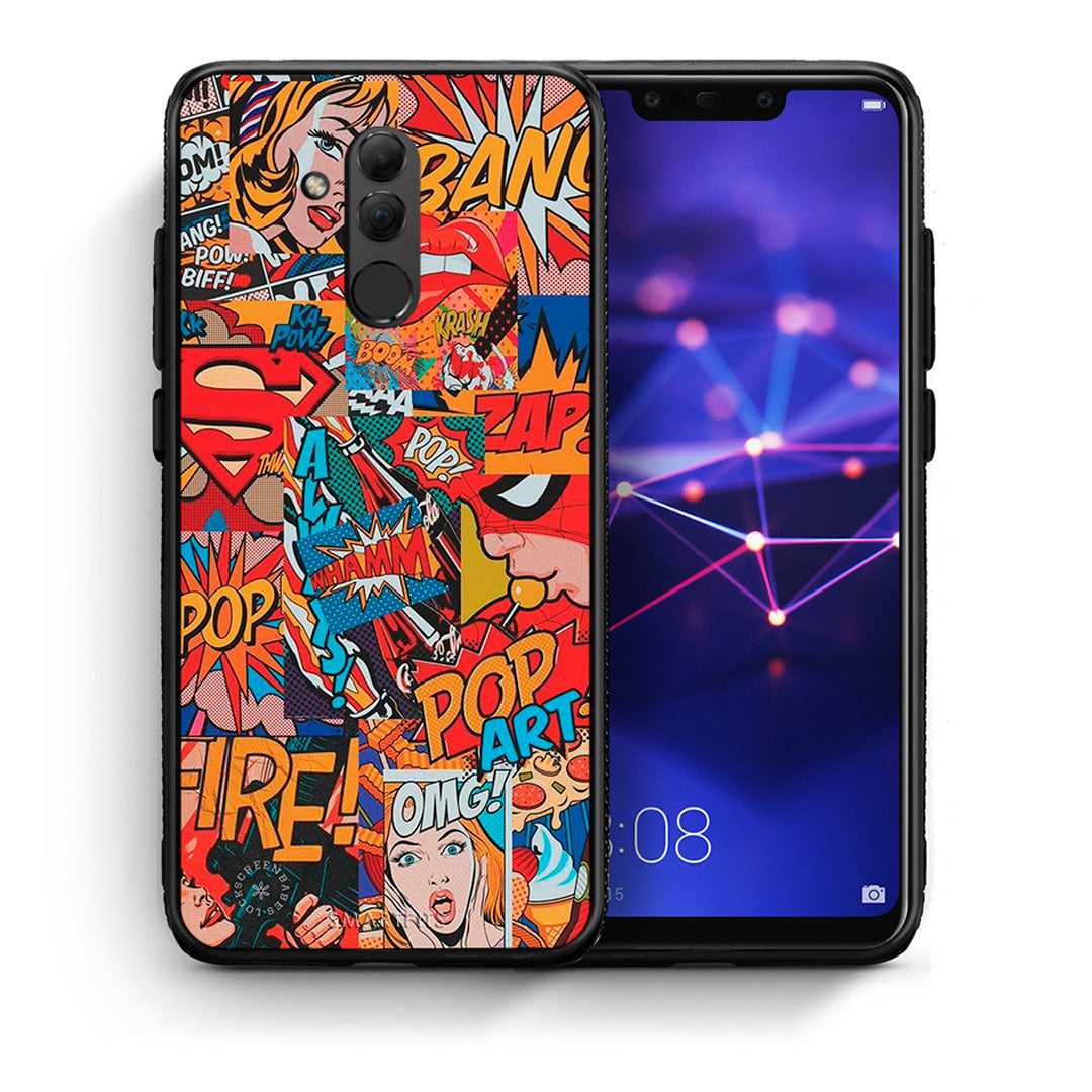 Θήκη Huawei Mate 20 Lite PopArt OMG από τη Smartfits με σχέδιο στο πίσω μέρος και μαύρο περίβλημα | Huawei Mate 20 Lite PopArt OMG case with colorful back and black bezels