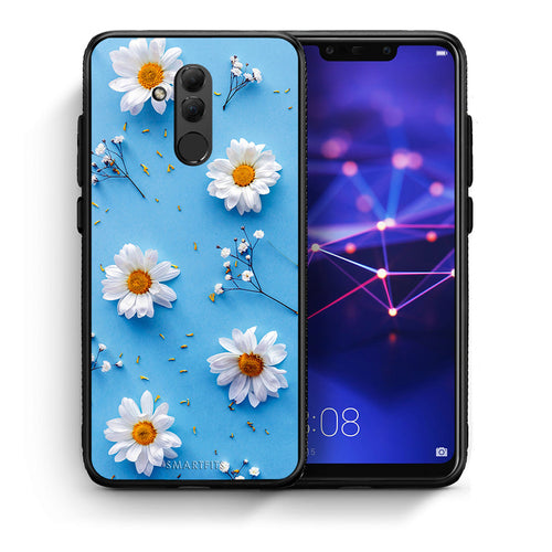 Θήκη Huawei Mate 20 Lite Real Daisies από τη Smartfits με σχέδιο στο πίσω μέρος και μαύρο περίβλημα | Huawei Mate 20 Lite Real Daisies case with colorful back and black bezels