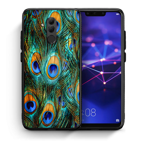 Θήκη Huawei Mate 20 Lite Real Peacock Feathers από τη Smartfits με σχέδιο στο πίσω μέρος και μαύρο περίβλημα | Huawei Mate 20 Lite Real Peacock Feathers case with colorful back and black bezels