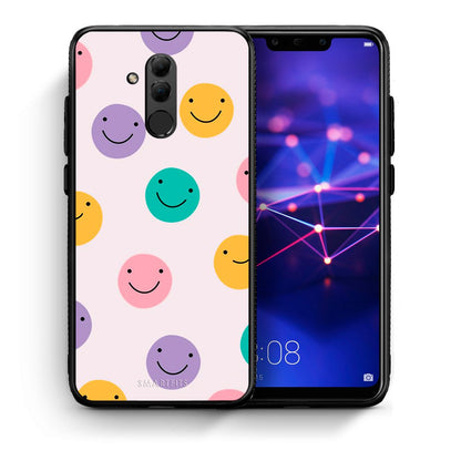 Θήκη Huawei Mate 20 Lite Smiley Faces από τη Smartfits με σχέδιο στο πίσω μέρος και μαύρο περίβλημα | Huawei Mate 20 Lite Smiley Faces case with colorful back and black bezels