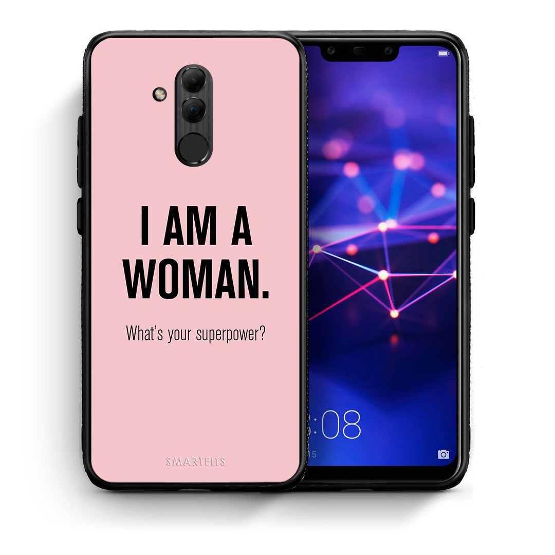 Θήκη Huawei Mate 20 Lite Superpower Woman από τη Smartfits με σχέδιο στο πίσω μέρος και μαύρο περίβλημα | Huawei Mate 20 Lite Superpower Woman case with colorful back and black bezels