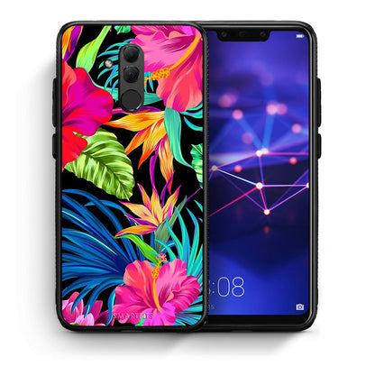 Θήκη Huawei Mate 20 Lite Tropical Flowers από τη Smartfits με σχέδιο στο πίσω μέρος και μαύρο περίβλημα | Huawei Mate 20 Lite Tropical Flowers case with colorful back and black bezels