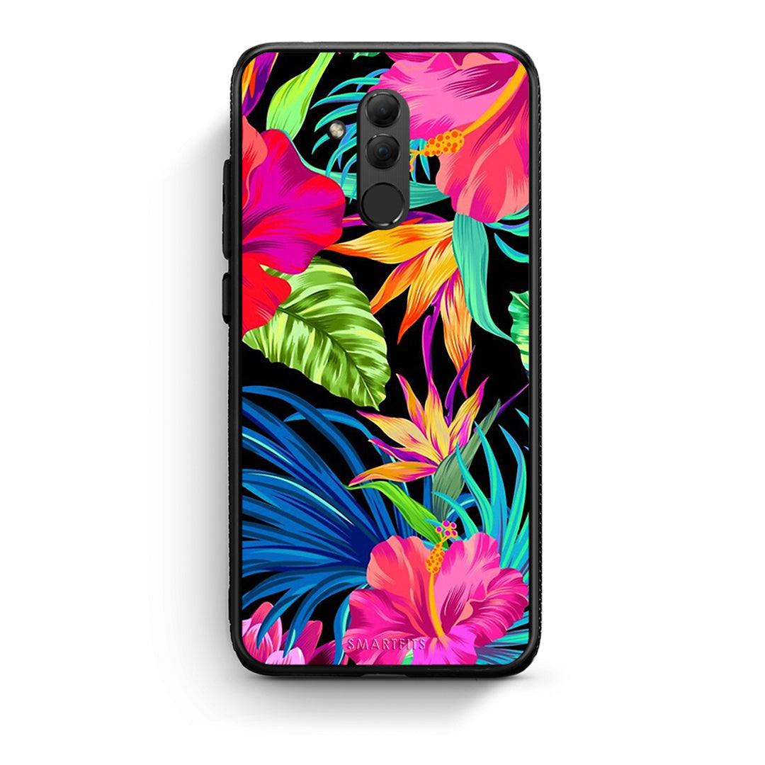 Huawei Mate 20 Lite Tropical Flowers θήκη από τη Smartfits με σχέδιο στο πίσω μέρος και μαύρο περίβλημα | Smartphone case with colorful back and black bezels by Smartfits