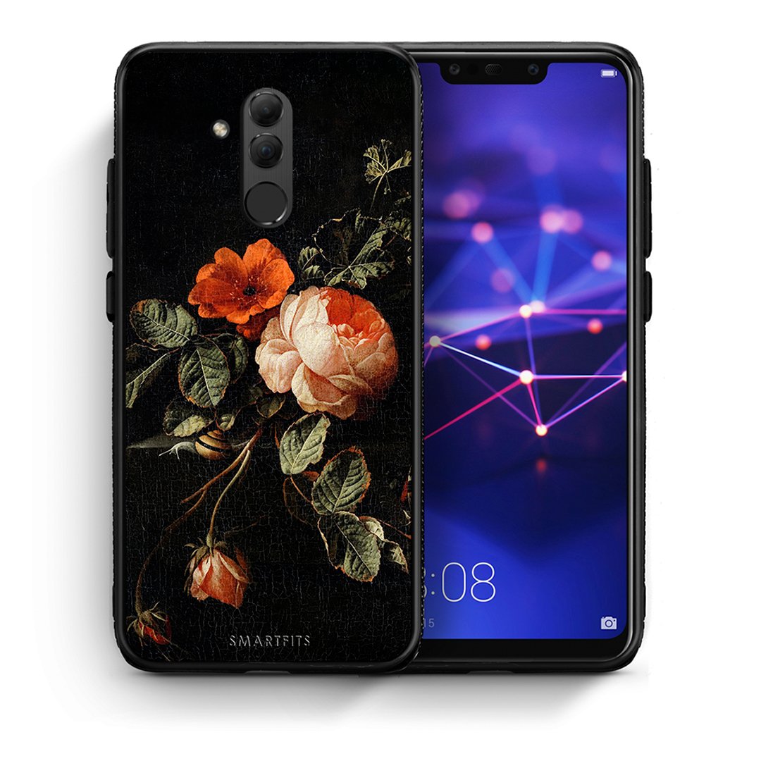 Θήκη Huawei Mate 20 Lite Vintage Roses από τη Smartfits με σχέδιο στο πίσω μέρος και μαύρο περίβλημα | Huawei Mate 20 Lite Vintage Roses case with colorful back and black bezels