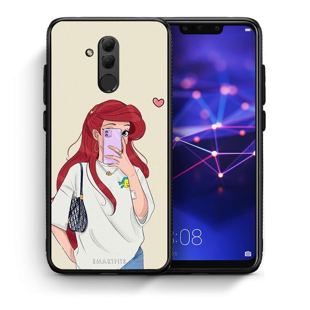 Θήκη Huawei Mate 20 Lite Walking Mermaid από τη Smartfits με σχέδιο στο πίσω μέρος και μαύρο περίβλημα | Huawei Mate 20 Lite Walking Mermaid case with colorful back and black bezels