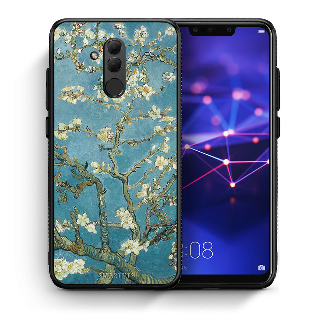 Θήκη Huawei Mate 20 Lite White Blossoms από τη Smartfits με σχέδιο στο πίσω μέρος και μαύρο περίβλημα | Huawei Mate 20 Lite White Blossoms case with colorful back and black bezels